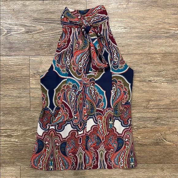 Ramy Brook Women's Paisley 100% Silk Halter Top with Tie Neck - Picture 1 of 9